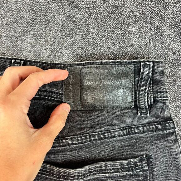 Diesel Sleenker Slim Skinny Black Distressed Button Fly Jeans 33X32(33X30.5) - Picture 15 of 15